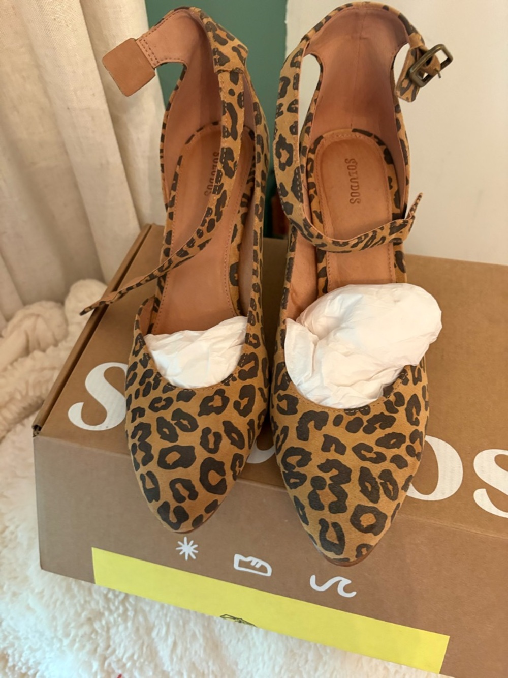 Soludos Gemma Leopard Print Ankle-Strap Pumps - Brown